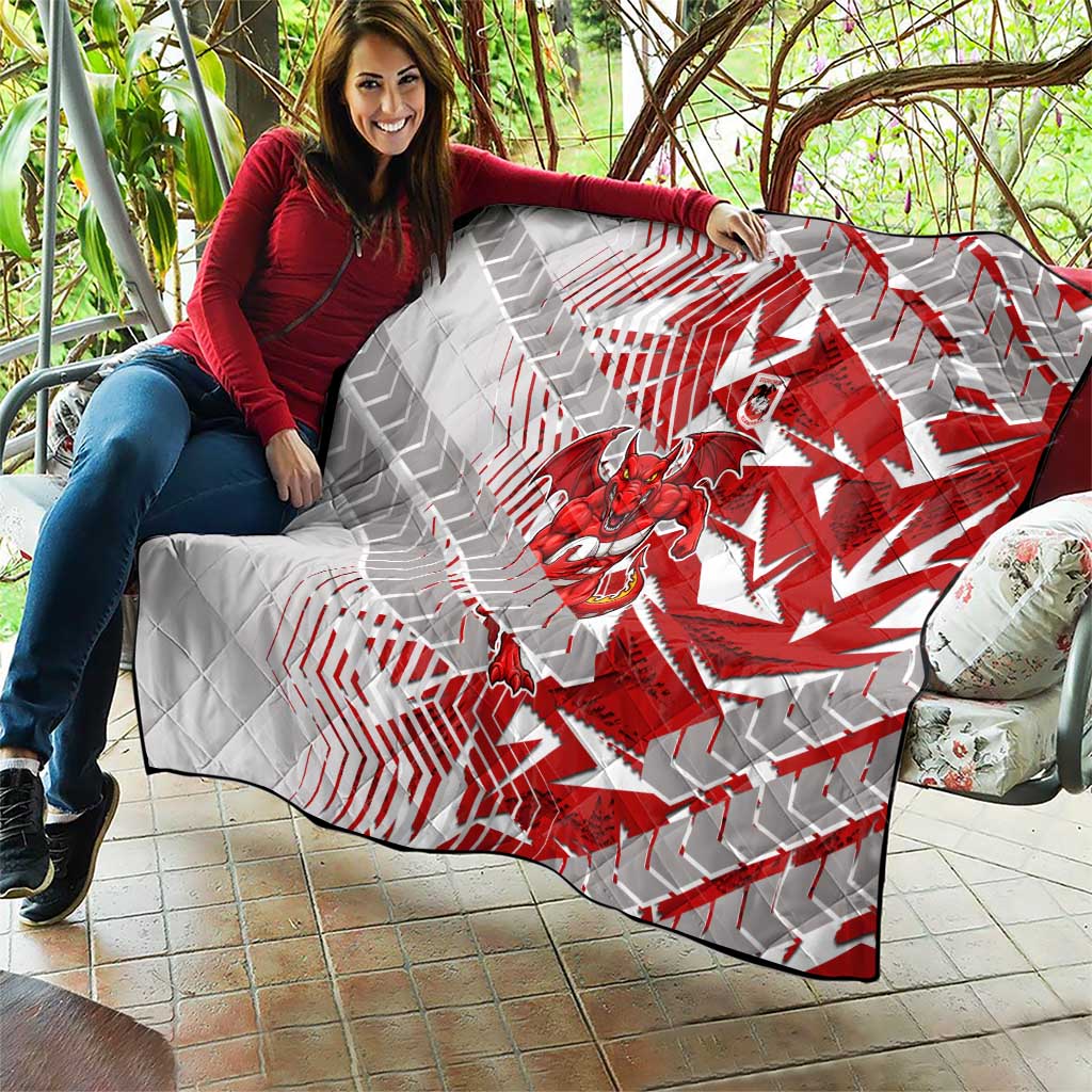 St George Illawarra Dragons Rugby Quilt Fierce Mascot Geometric Tribal Art