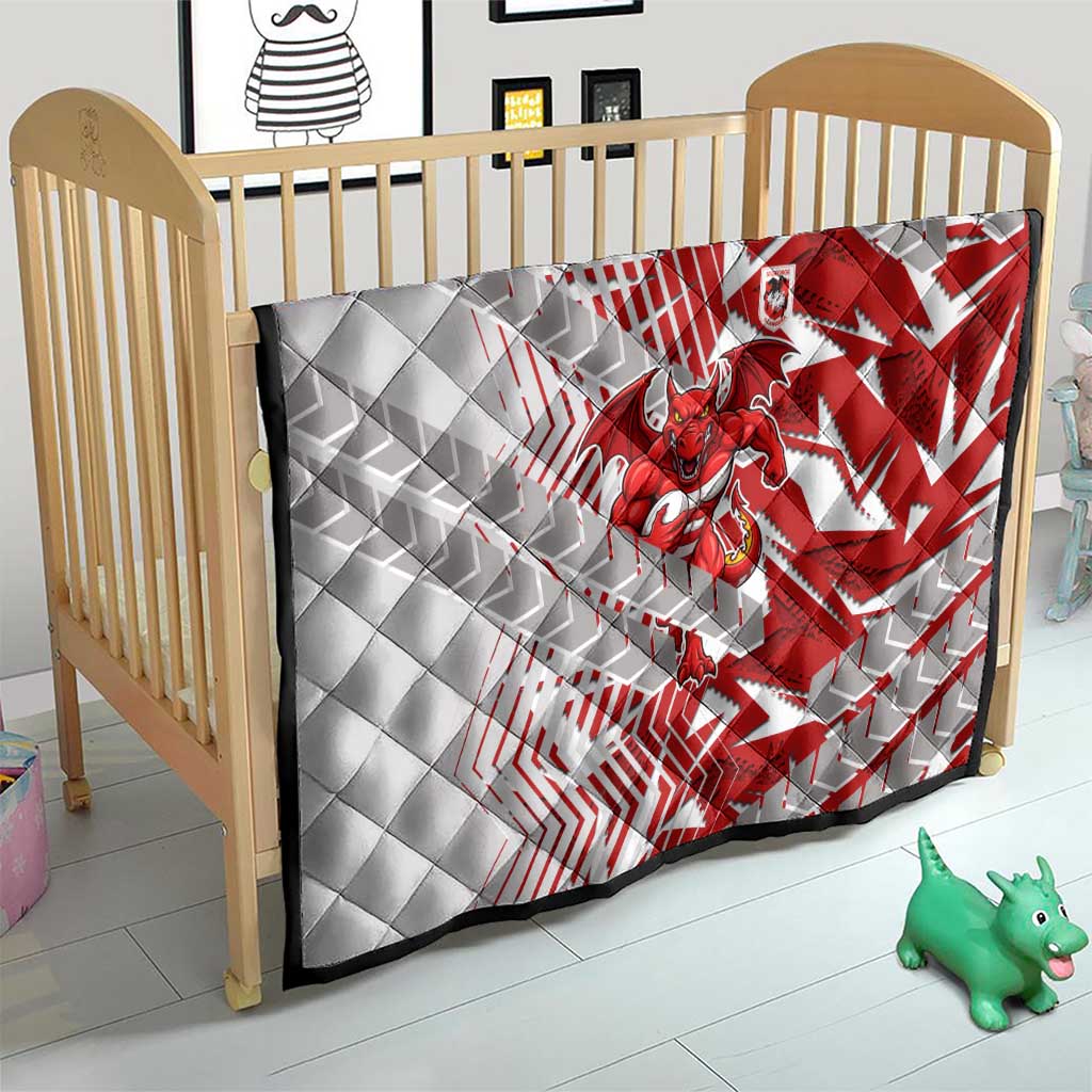 St George Illawarra Dragons Rugby Quilt Fierce Mascot Geometric Tribal Art