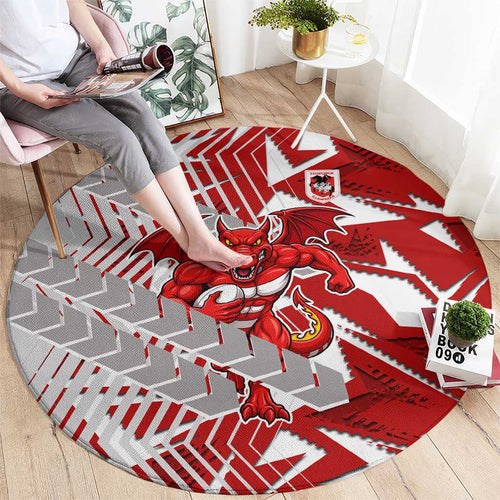 St George Illawarra Dragons Rugby Round Carpet Fierce Mascot Geometric Tribal Art