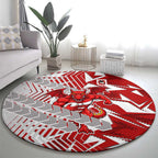 St George Illawarra Dragons Rugby Round Carpet Fierce Mascot Geometric Tribal Art