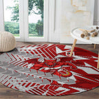 St George Illawarra Dragons Rugby Round Carpet Fierce Mascot Geometric Tribal Art