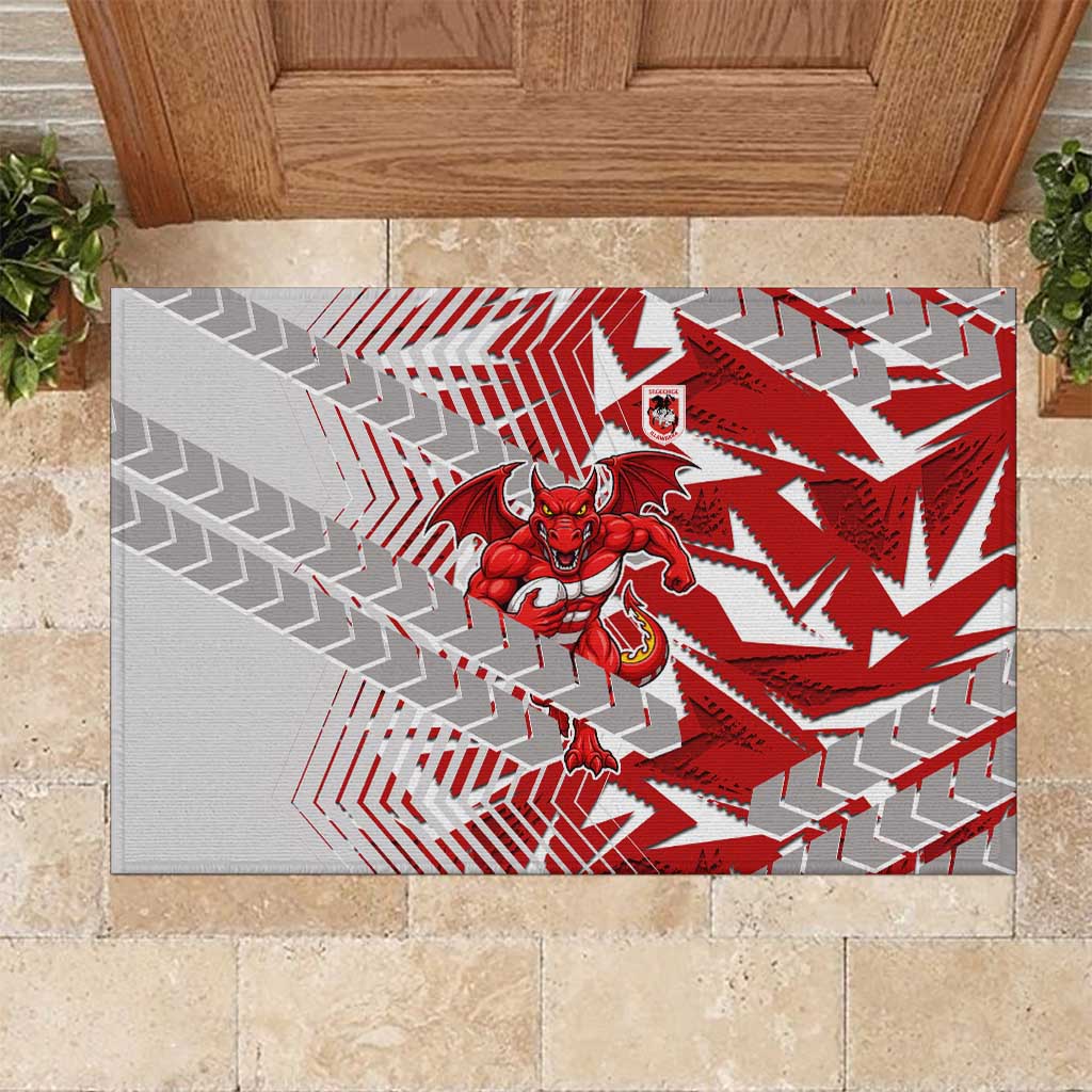 St George Illawarra Dragons Rugby Rubber Doormat Fierce Mascot Geometric Tribal Art