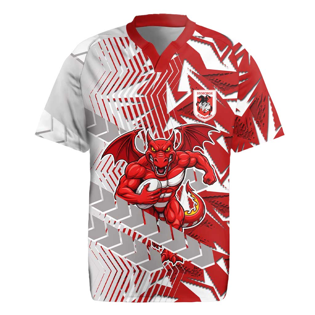 St George Illawarra Dragons Rugby Rugby Jersey Fierce Mascot Geometric Tribal Art