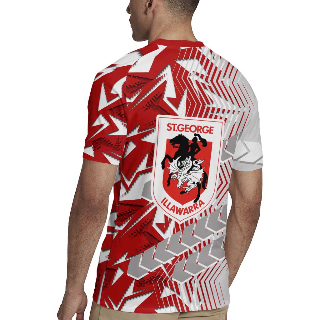 St George Illawarra Dragons Rugby Rugby Jersey Fierce Mascot Geometric Tribal Art