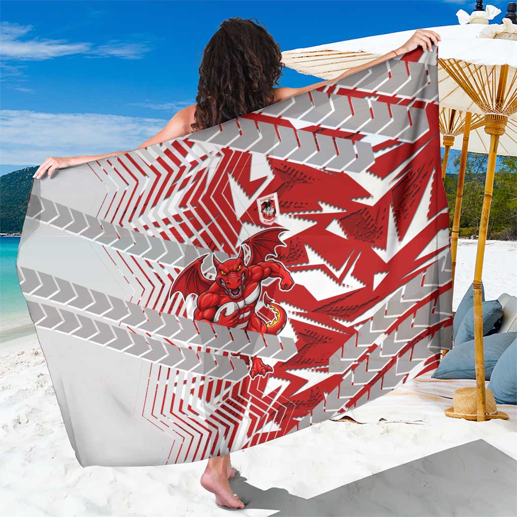 St George Illawarra Dragons Rugby Sarong Fierce Mascot Geometric Tribal Art