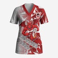 St George Illawarra Dragons Rugby Scrub Top Fierce Mascot Geometric Tribal Art