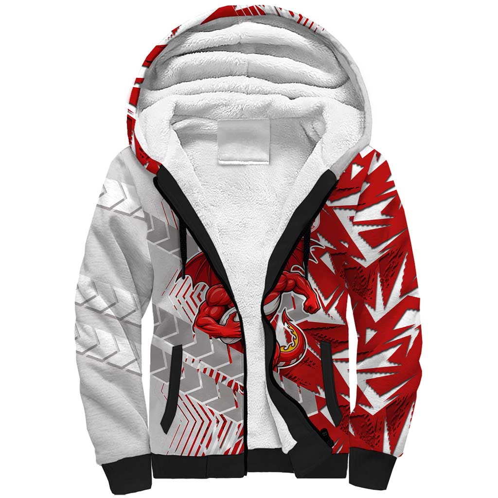 St George Illawarra Dragons Rugby Sherpa Hoodie Fierce Mascot Geometric Tribal Art