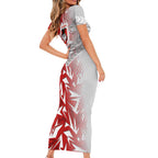 St George Illawarra Dragons Rugby Short Sleeve Bodycon Dress Fierce Mascot Geometric Tribal Art