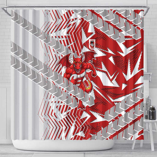 St George Illawarra Dragons Rugby Shower Curtain Fierce Mascot Geometric Tribal Art