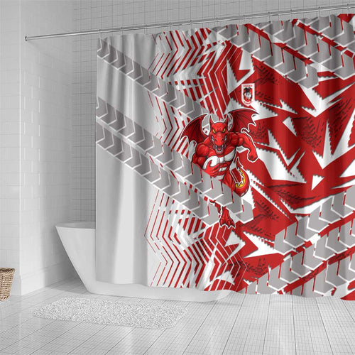 St George Illawarra Dragons Rugby Shower Curtain Fierce Mascot Geometric Tribal Art