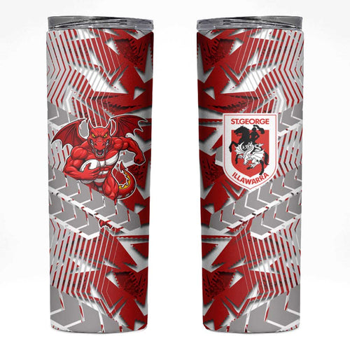 St George Illawarra Dragons Rugby Skinny Tumbler Fierce Mascot Geometric Tribal Art
