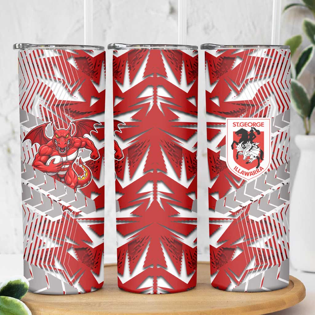 St George Illawarra Dragons Rugby Skinny Tumbler Fierce Mascot Geometric Tribal Art