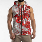 St George Illawarra Dragons Rugby Sleeveless Zip Hoodie Fierce Mascot Geometric Tribal Art