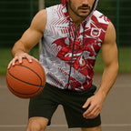 St George Illawarra Dragons Rugby Sleeveless Zip Hoodie Fierce Mascot Geometric Tribal Art