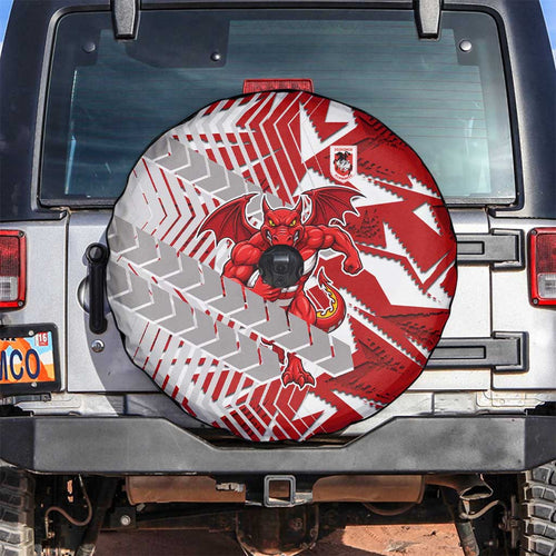 St George Illawarra Dragons Rugby Spare Tire Cover Fierce Mascot Geometric Tribal Art