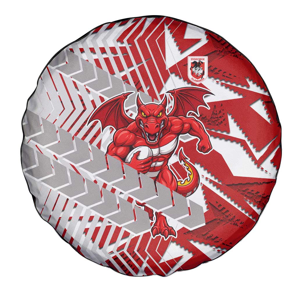 St George Illawarra Dragons Rugby Spare Tire Cover Fierce Mascot Geometric Tribal Art