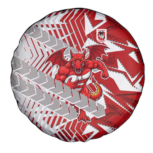 St George Illawarra Dragons Rugby Spare Tire Cover Fierce Mascot Geometric Tribal Art
