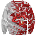 St George Illawarra Dragons Rugby Sweatshirt Fierce Mascot Geometric Tribal Art