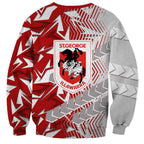 St George Illawarra Dragons Rugby Sweatshirt Fierce Mascot Geometric Tribal Art