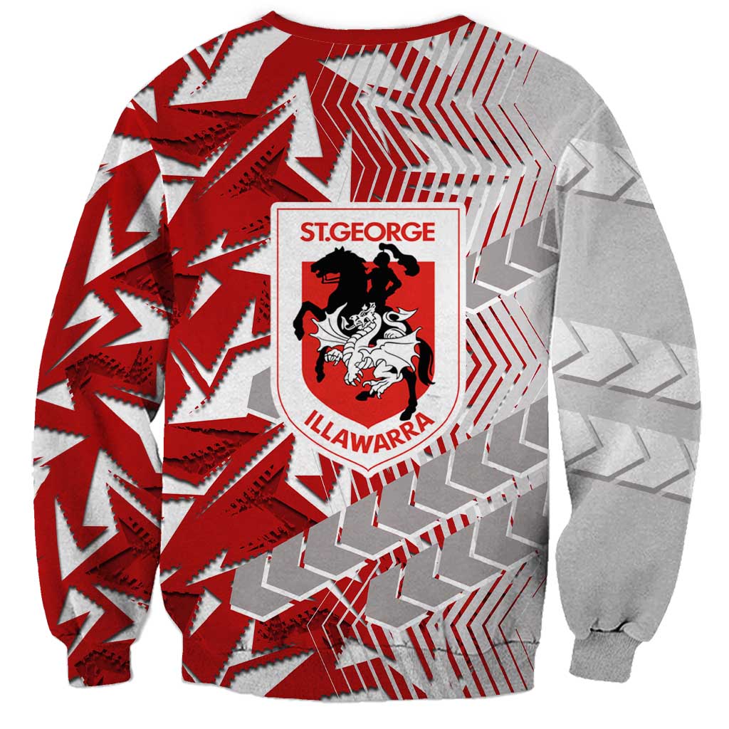 St George Illawarra Dragons Rugby Sweatshirt Fierce Mascot Geometric Tribal Art