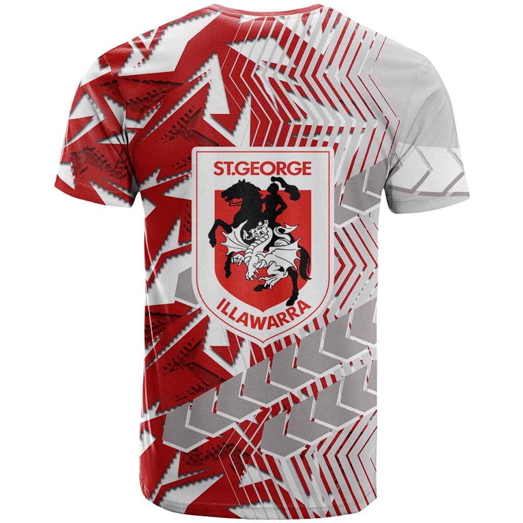 St George Illawarra Dragons Rugby T Shirt Fierce Mascot Geometric Tribal Art