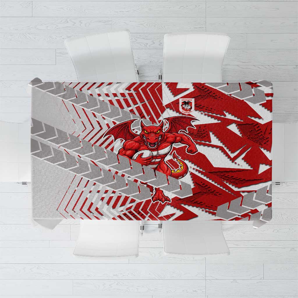 St George Illawarra Dragons Rugby Tablecloth Fierce Mascot Geometric Tribal Art
