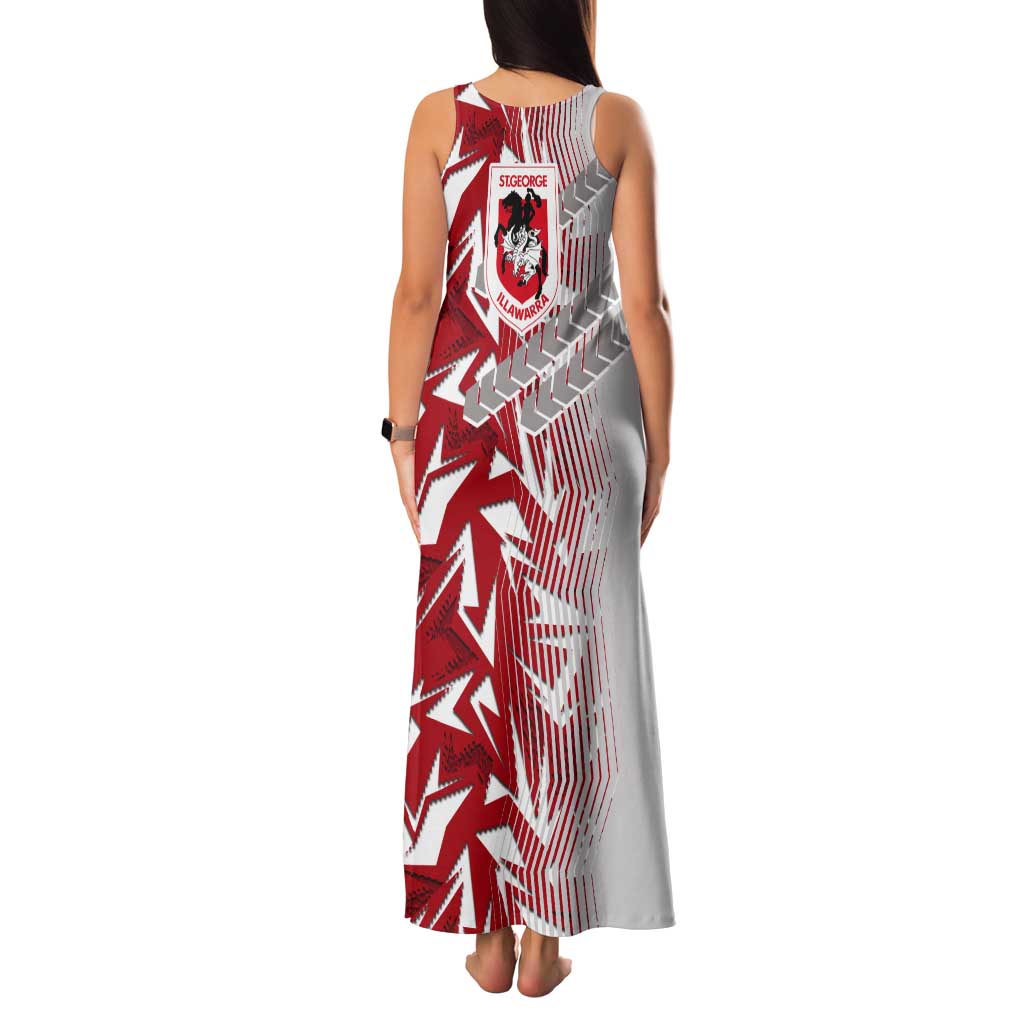St George Illawarra Dragons Rugby Tank Maxi Dress Fierce Mascot Geometric Tribal Art