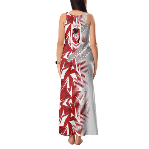 St George Illawarra Dragons Rugby Tank Maxi Dress Fierce Mascot Geometric Tribal Art