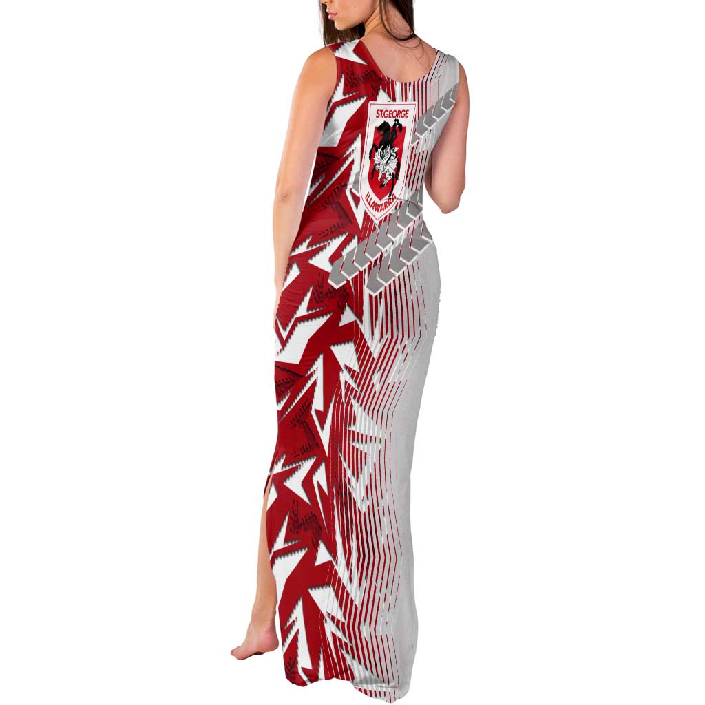 St George Illawarra Dragons Rugby Tank Maxi Dress Fierce Mascot Geometric Tribal Art