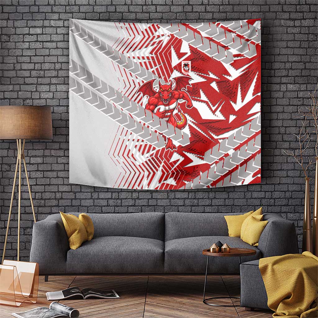 St George Illawarra Dragons Rugby Tapestry Fierce Mascot Geometric Tribal Art