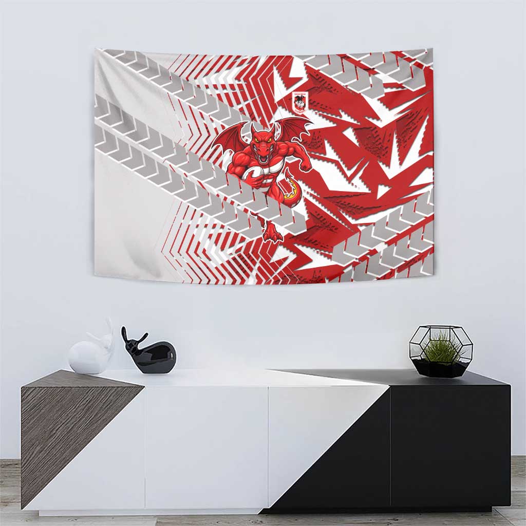 St George Illawarra Dragons Rugby Tapestry Fierce Mascot Geometric Tribal Art