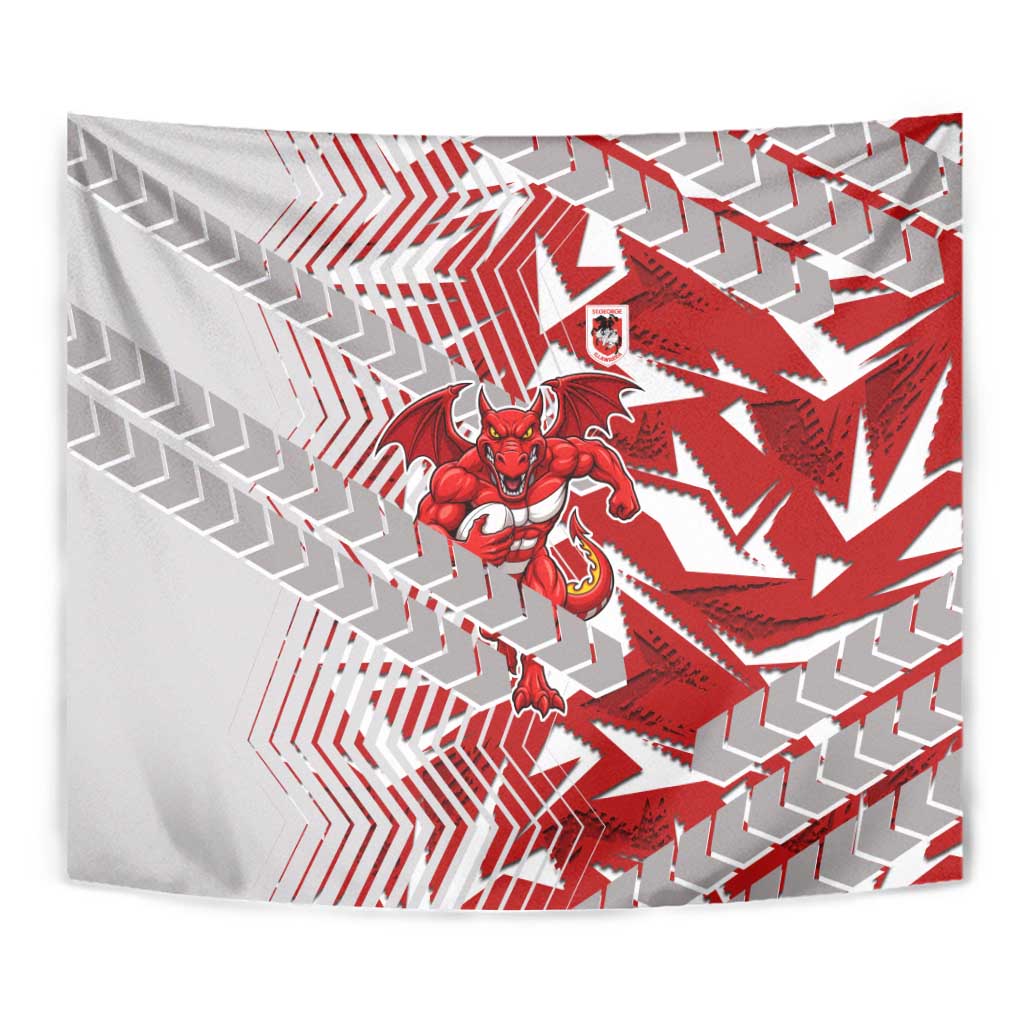 St George Illawarra Dragons Rugby Tapestry Fierce Mascot Geometric Tribal Art