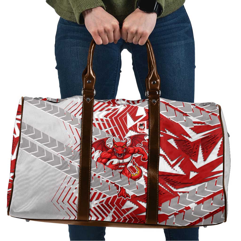 St George Illawarra Dragons Rugby Travel Bag Fierce Mascot Geometric Tribal Art