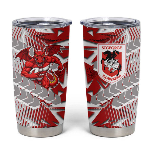 St George Illawarra Dragons Rugby Tumbler Cup Fierce Mascot Geometric Tribal Art