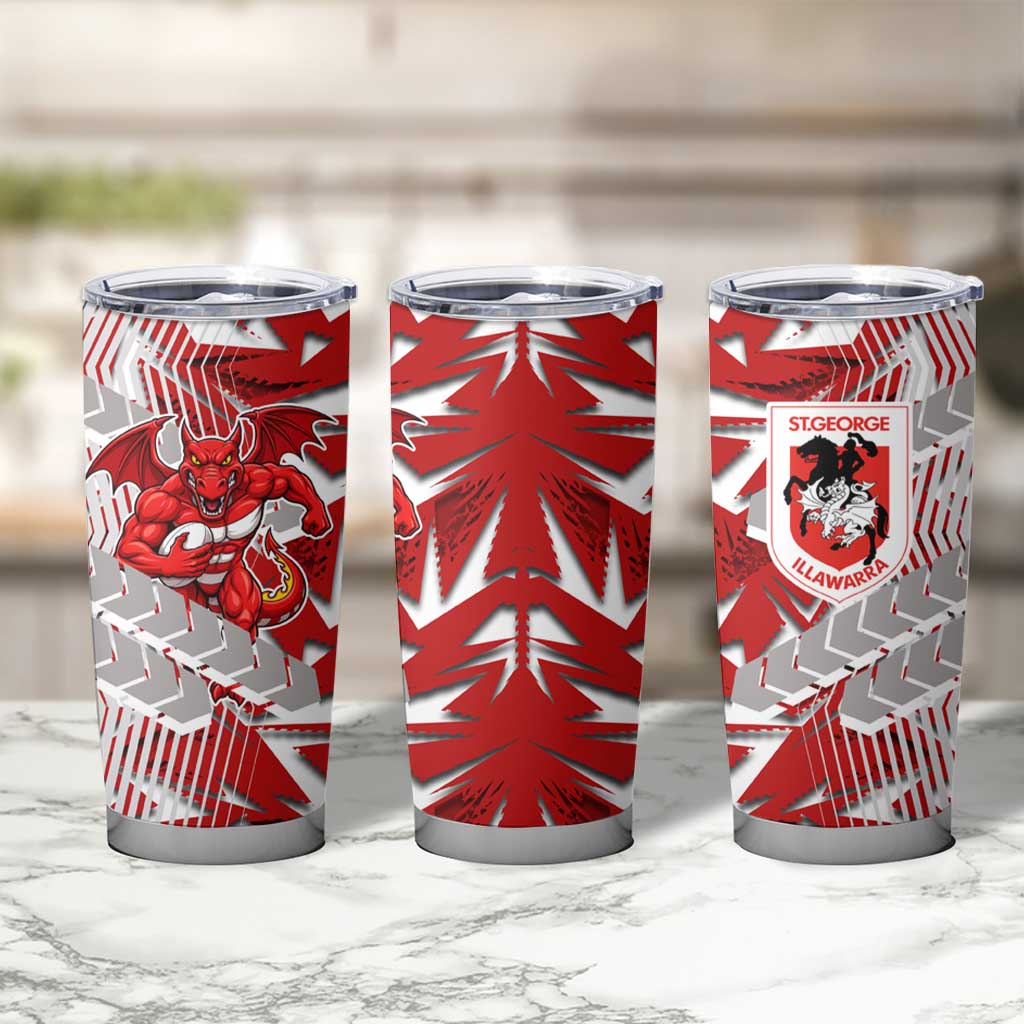 St George Illawarra Dragons Rugby Tumbler Cup Fierce Mascot Geometric Tribal Art