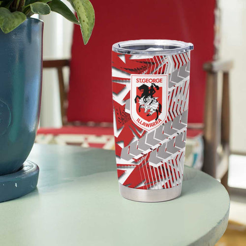 St George Illawarra Dragons Rugby Tumbler Cup Fierce Mascot Geometric Tribal Art