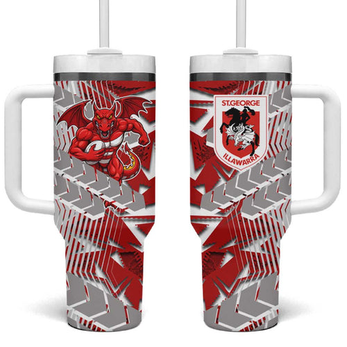St George Illawarra Dragons Rugby Tumbler With Handle Fierce Mascot Geometric Tribal Art