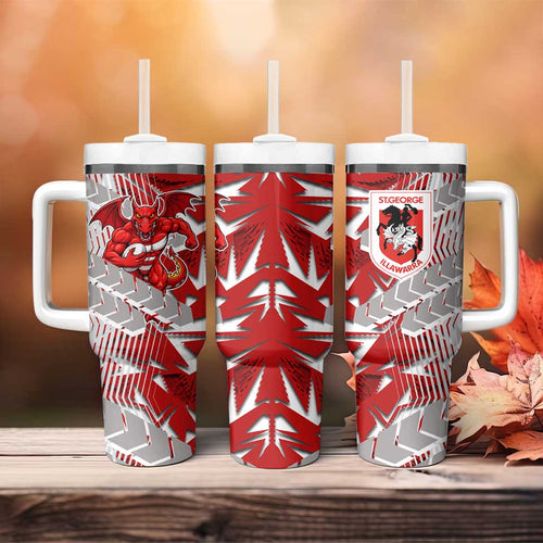 St George Illawarra Dragons Rugby Tumbler With Handle Fierce Mascot Geometric Tribal Art