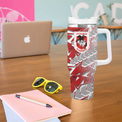 St George Illawarra Dragons Rugby Tumbler With Handle Fierce Mascot Geometric Tribal Art