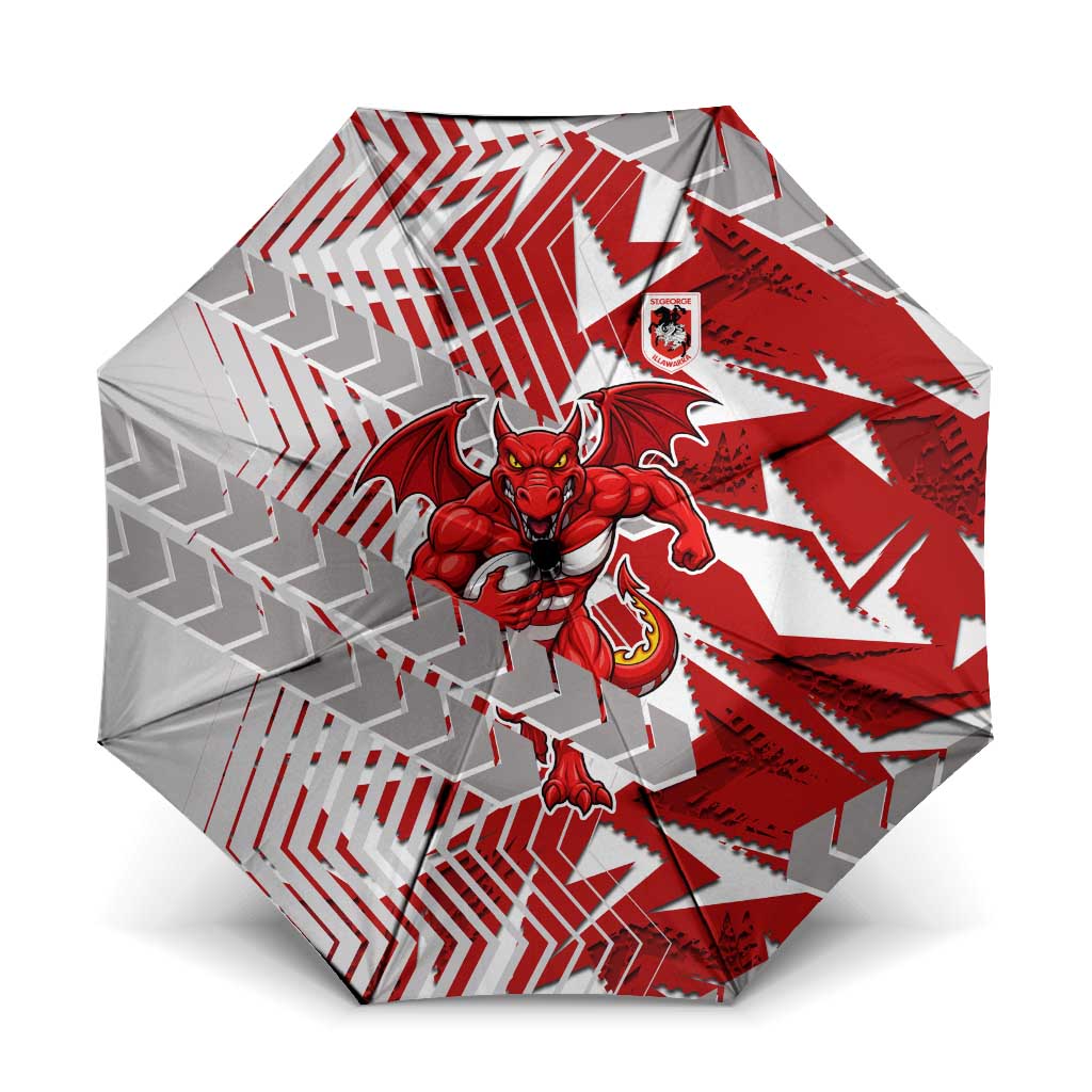 St George Illawarra Dragons Rugby Umbrella Fierce Mascot Geometric Tribal Art