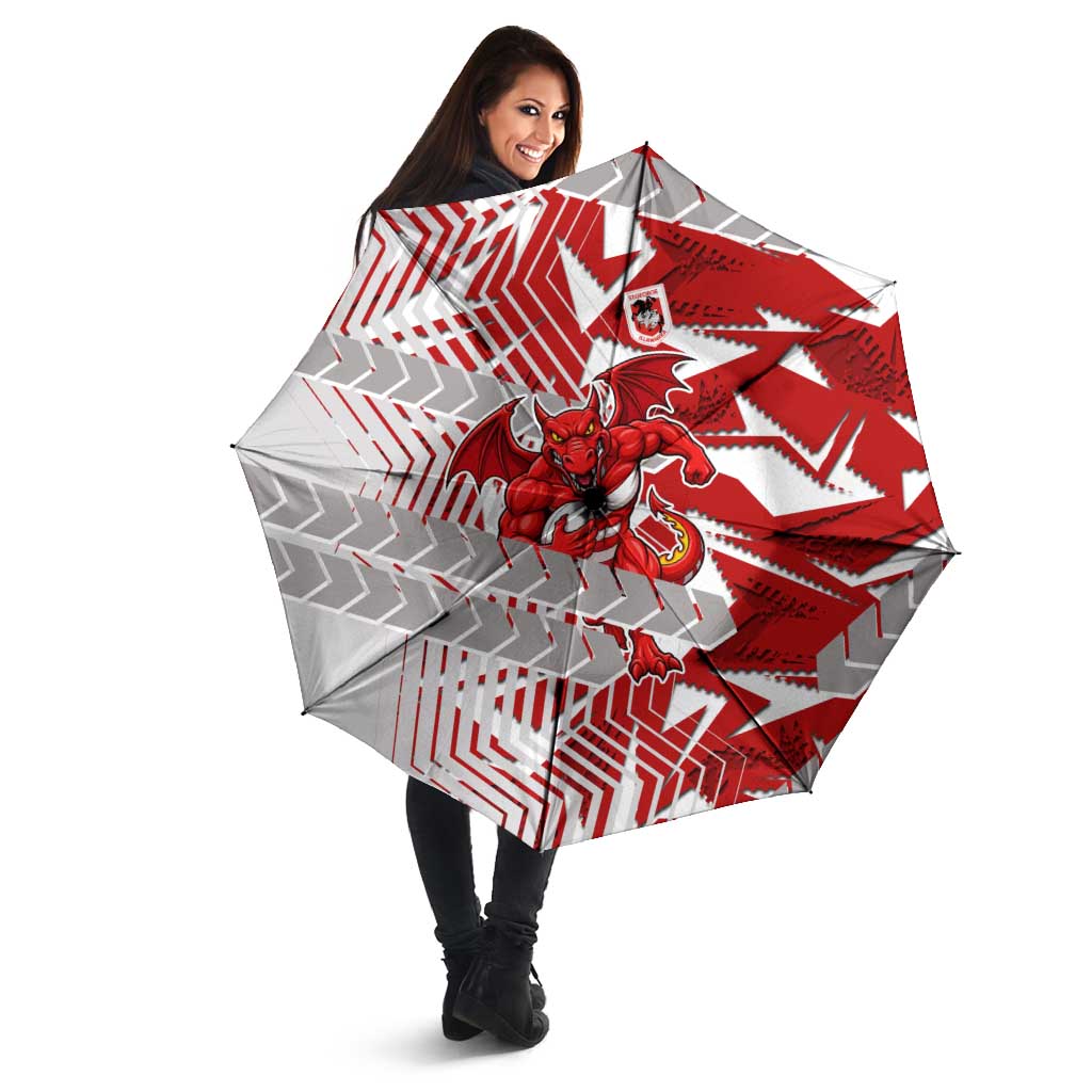 St George Illawarra Dragons Rugby Umbrella Fierce Mascot Geometric Tribal Art