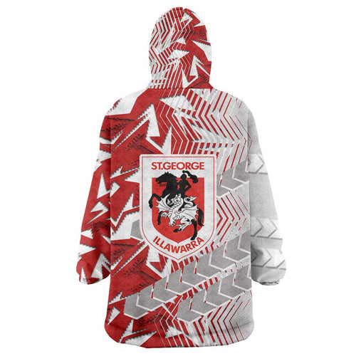 St George Illawarra Dragons Rugby Wearable Blanket Hoodie Fierce Mascot Geometric Tribal Art
