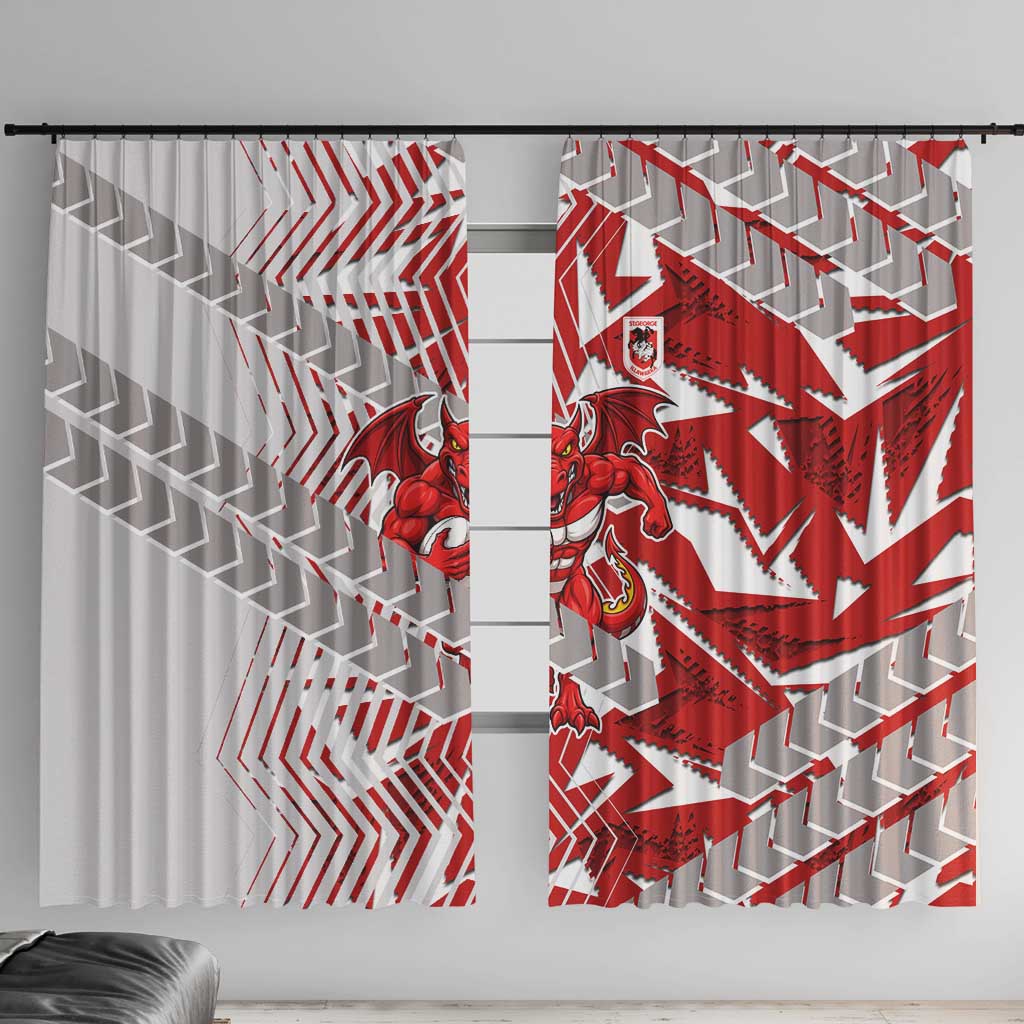 St George Illawarra Dragons Rugby Window Curtain Fierce Mascot Geometric Tribal Art