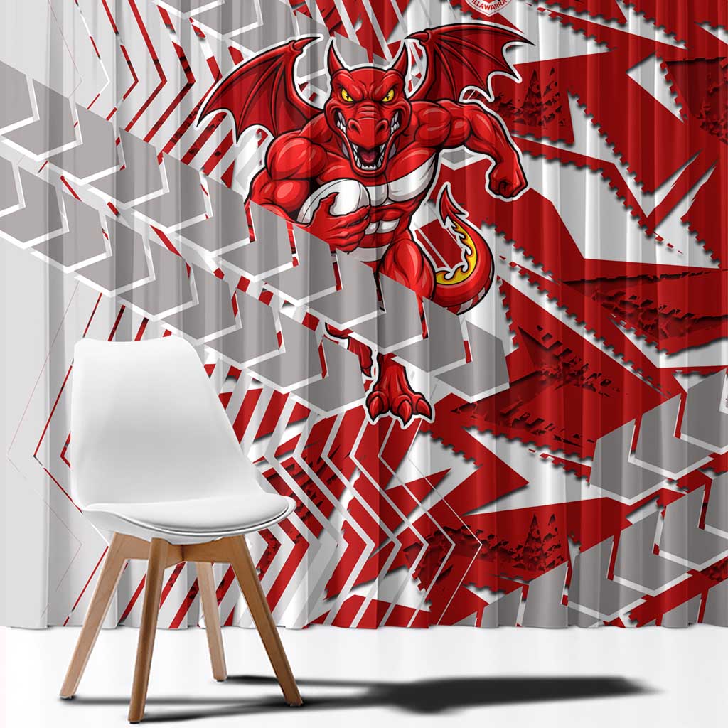 St George Illawarra Dragons Rugby Window Curtain Fierce Mascot Geometric Tribal Art