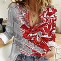 St George Illawarra Dragons Rugby Women Casual Shirt Fierce Mascot Geometric Tribal Art