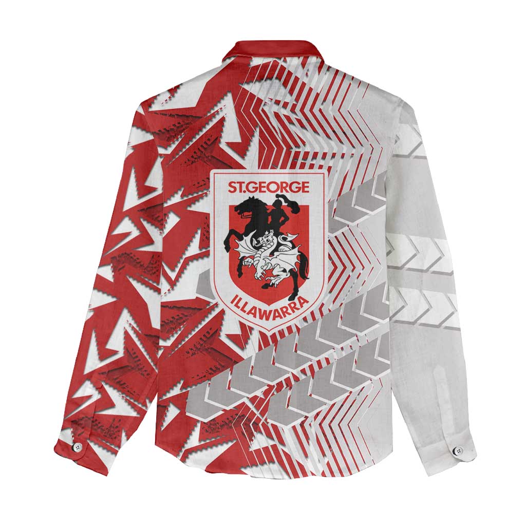 St George Illawarra Dragons Rugby Women Casual Shirt Fierce Mascot Geometric Tribal Art