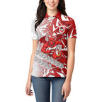 St George Illawarra Dragons Rugby Women Polo Shirt Fierce Mascot Geometric Tribal Art