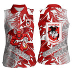 St George Illawarra Dragons Rugby Women Sleeveless Polo Shirt Fierce Mascot Geometric Tribal Art