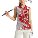St George Illawarra Dragons Rugby Women Sleeveless Polo Shirt Fierce Mascot Geometric Tribal Art