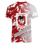 St George Illawarra Dragons Rugby Women V-Neck T-Shirt Fierce Mascot Geometric Tribal Art
